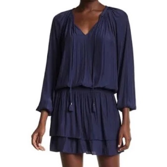 Ramy Brook Raylene Navy Blue Tiered Mini Dress